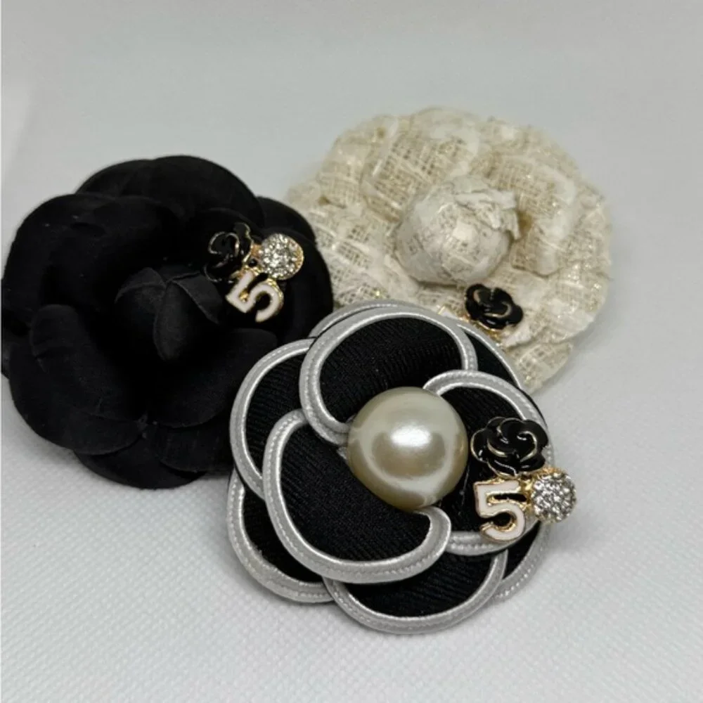 Camellia Style Flower Brooch | Designer-Inspired Luxury Pin | Black Tone